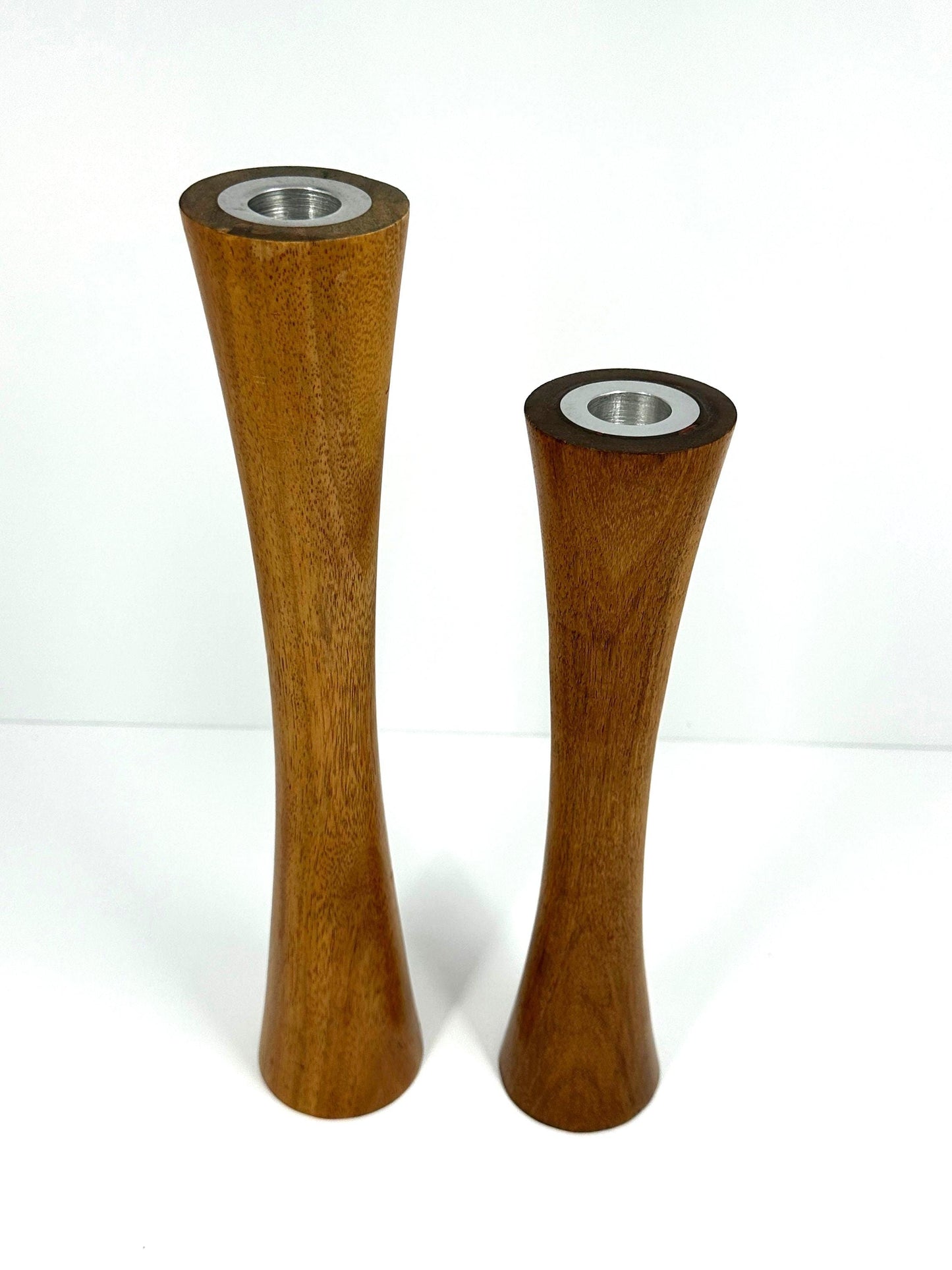 Vintage Teak Candlestick Holder in Mid-Century Modern Design.