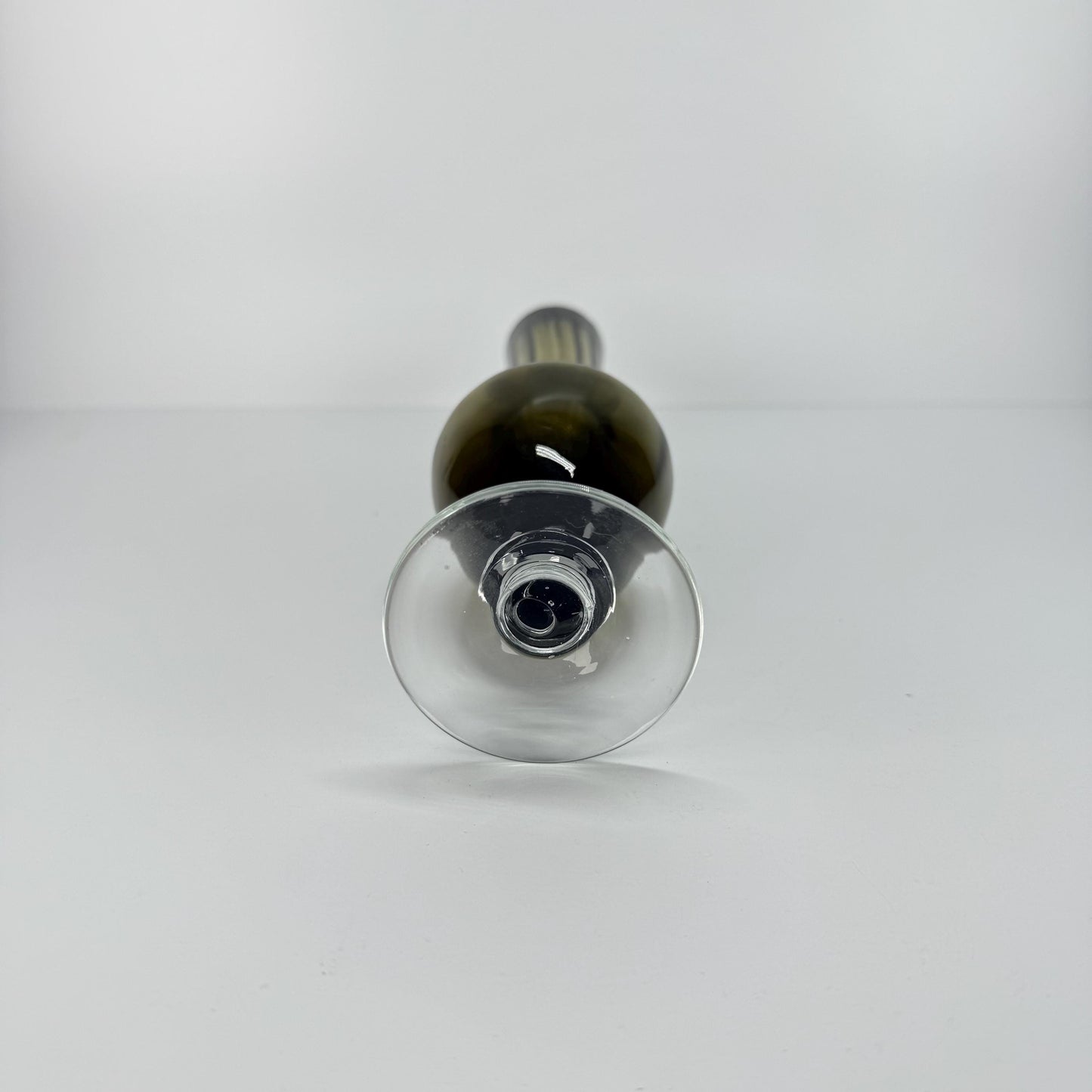 Vintage Bud Vase in a Green Glass with Clear Bottom