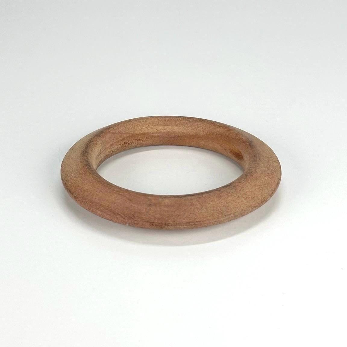 Vintage Wooden and Silver Bangle Stackable Trio Set