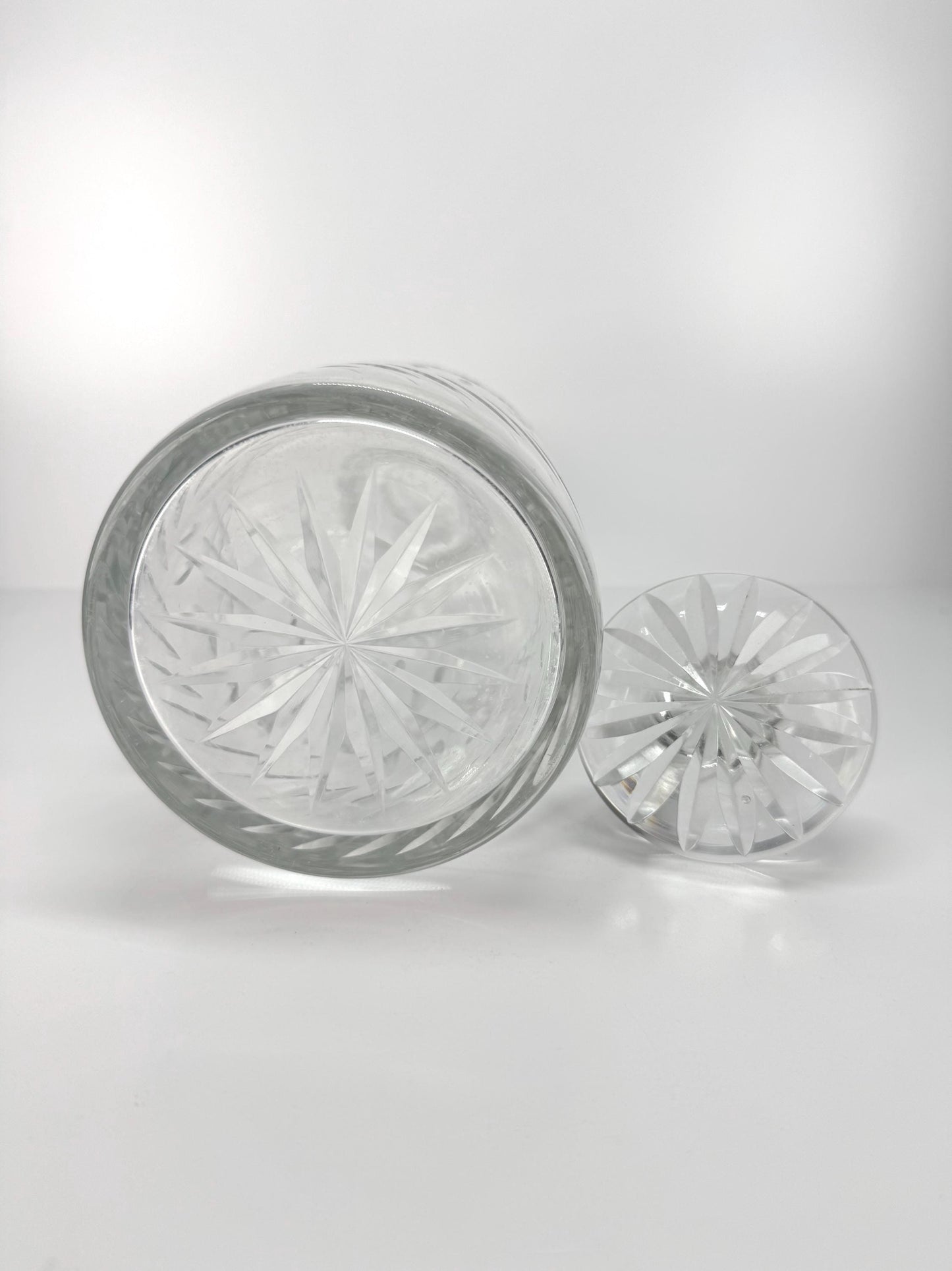Vintage Cut Glass Decanter with Stopper in MCM Style