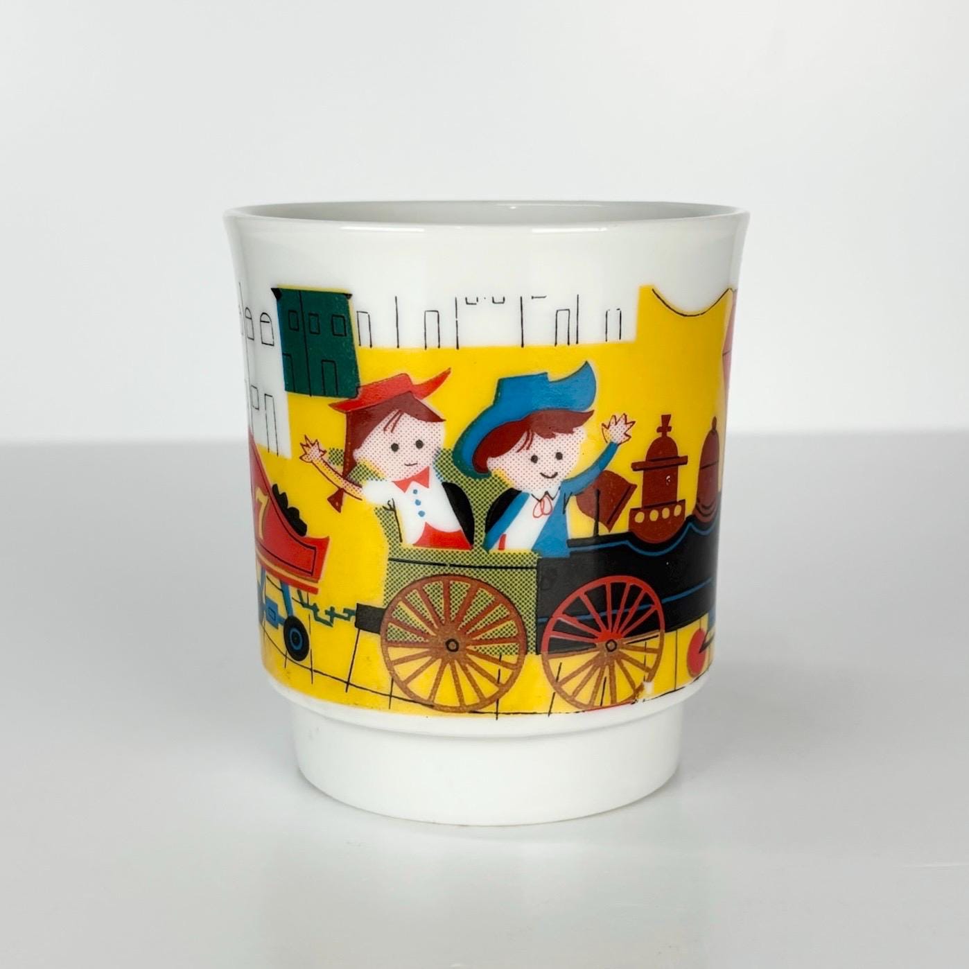 Vintage Espresso Cup of Cartoon Steam Train Made in Japan