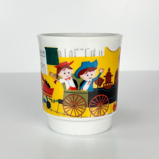 Vintage Espresso Cup of Cartoon Steam Train Made in Japan