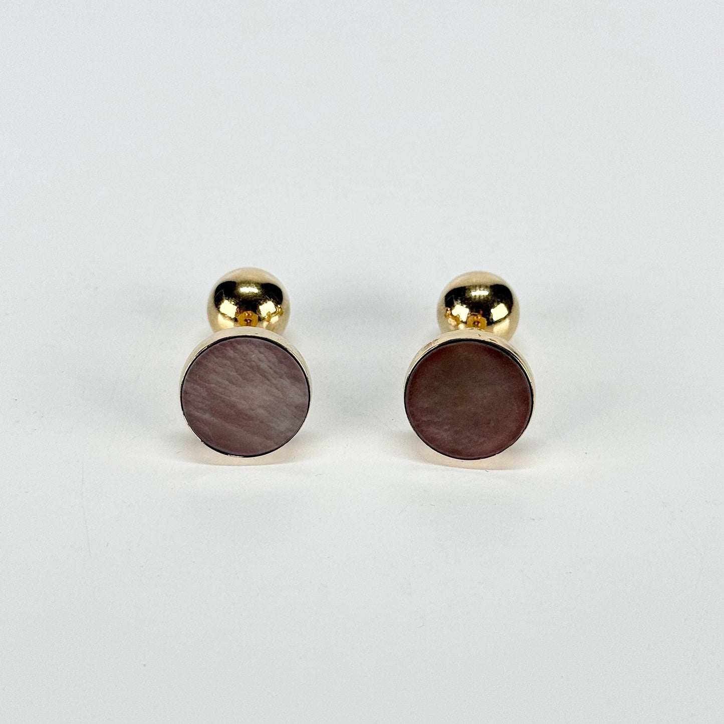 Vintage Cuff Links and Shirt Studs in Gold Tone with Pearly Grey Design