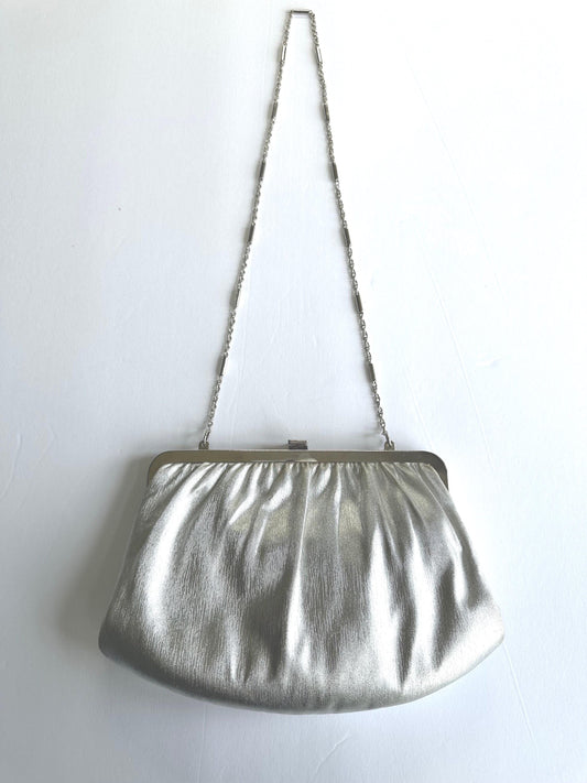 Vintage Silver Clutch Handbag by Harry Levine 1950s