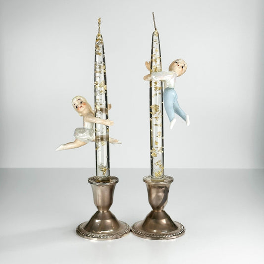 Vintage Ceramic Candle Huggers of Ballet Dancers