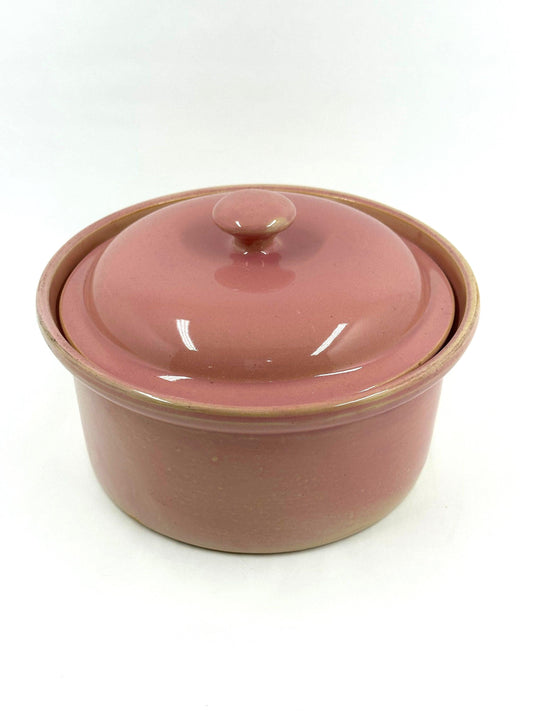 Vintage Casserole Dish, Rose Pink, Ceramic