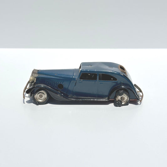 Vintage Car, Blue Vauxhall Cabriolet with Key, Made in England.