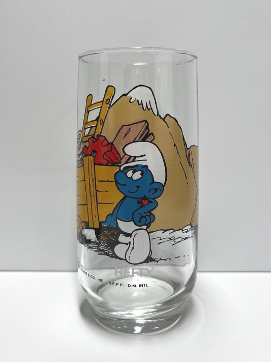 Vintage Hefty Smurf Glass Collectible 1982
