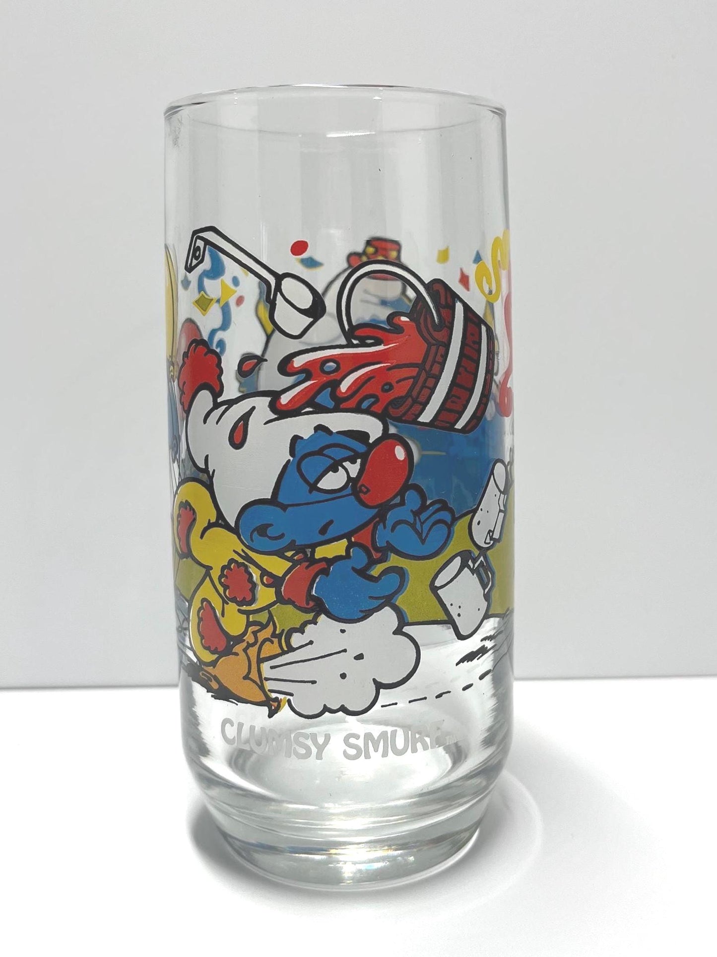 Vintage Clumsy Smurf Glass