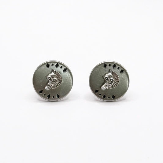 Vintage Cuff Links with Lions and Diamond Design Silver Plated Made by Swank