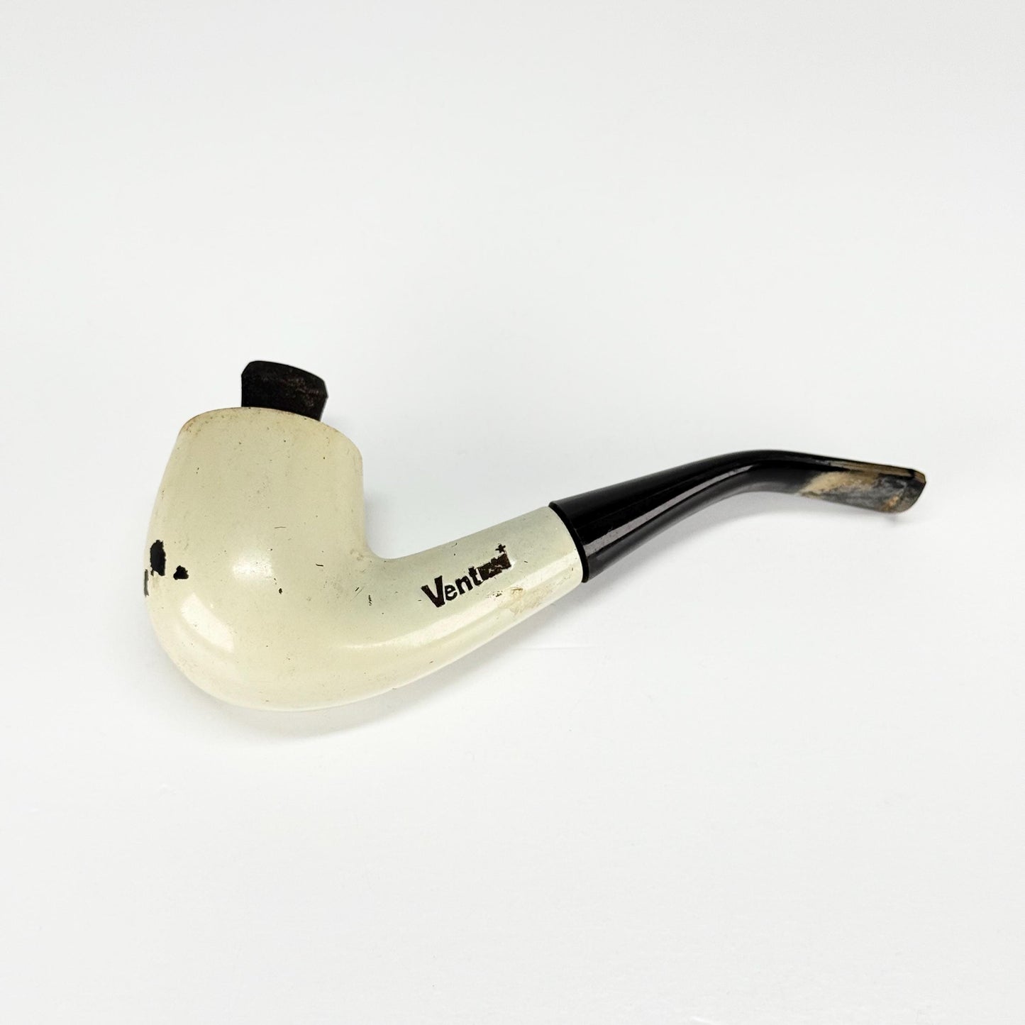 Vintage Smoking Pipe in White with Tamper Stamped Venturi from 1960s