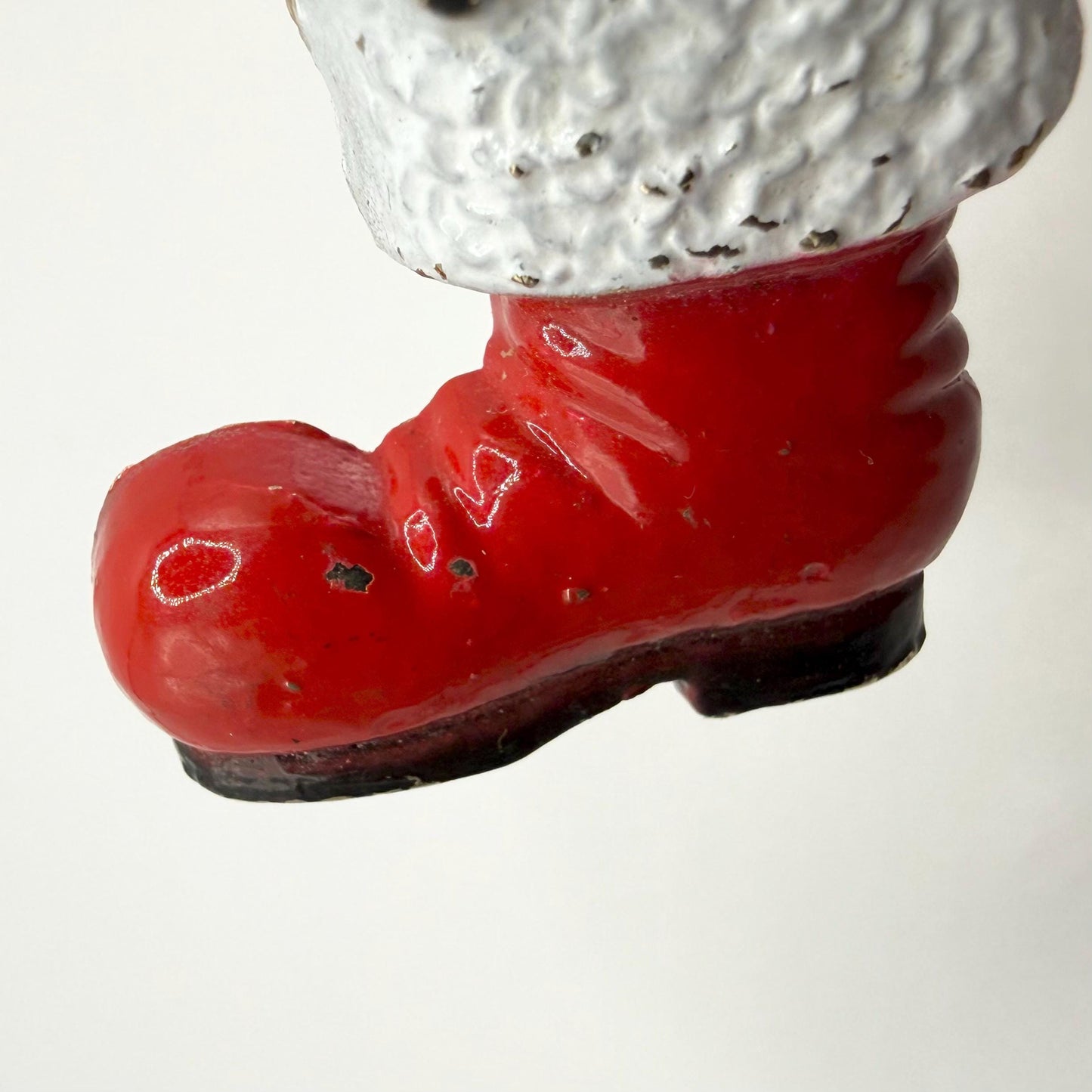 Vintage Brooch Pin of Gold Tone Cat in Red Enamel Santa Boot
