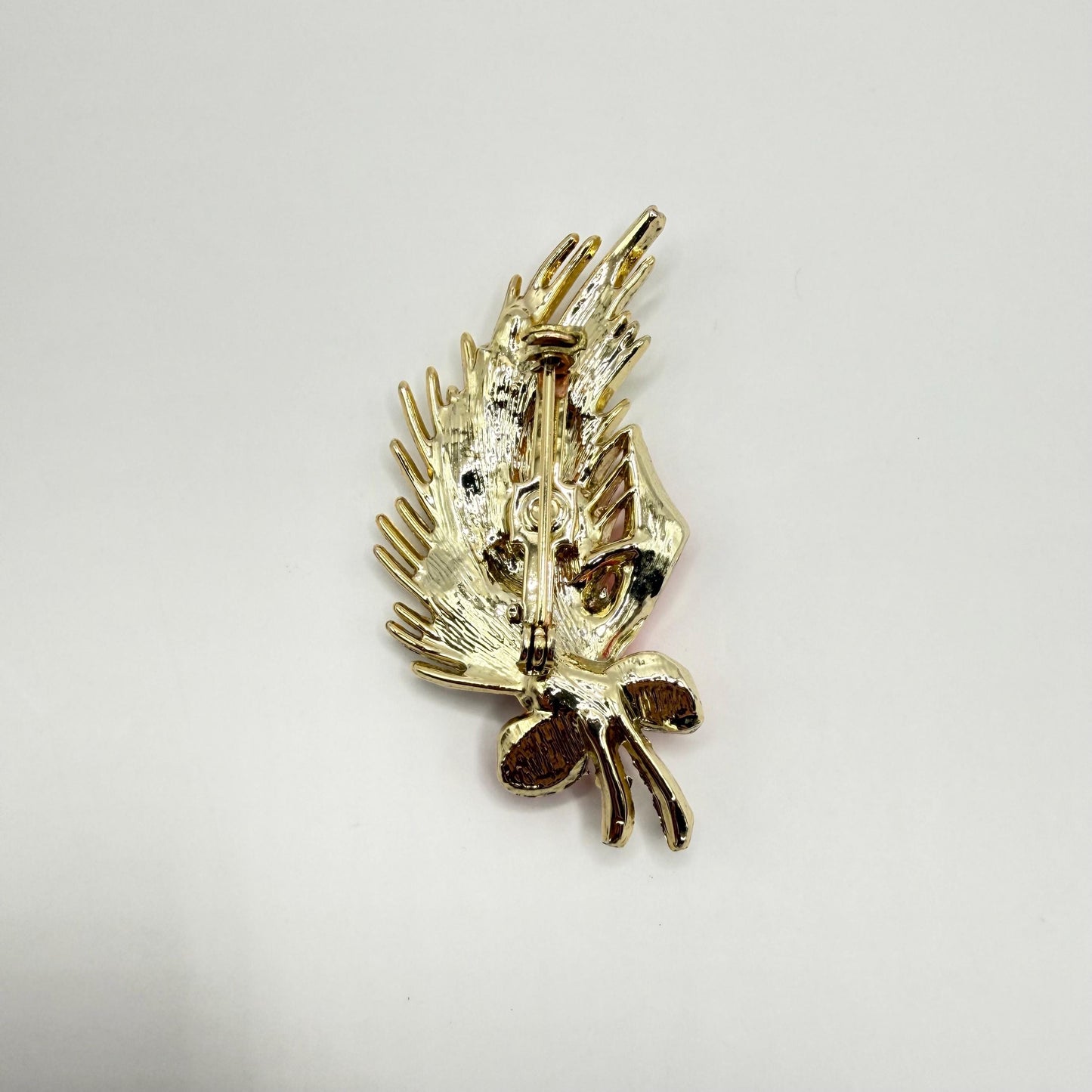Vintage Brooch of Christmas Bouquet with Enamel Painted Pine Cones, Ribbon & Rhinestones
