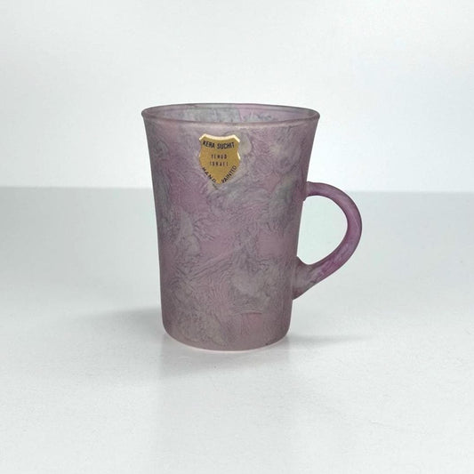 Vintage Mugs in Purple Frosted Glass Made by Kera Suchet Yenud in Israel