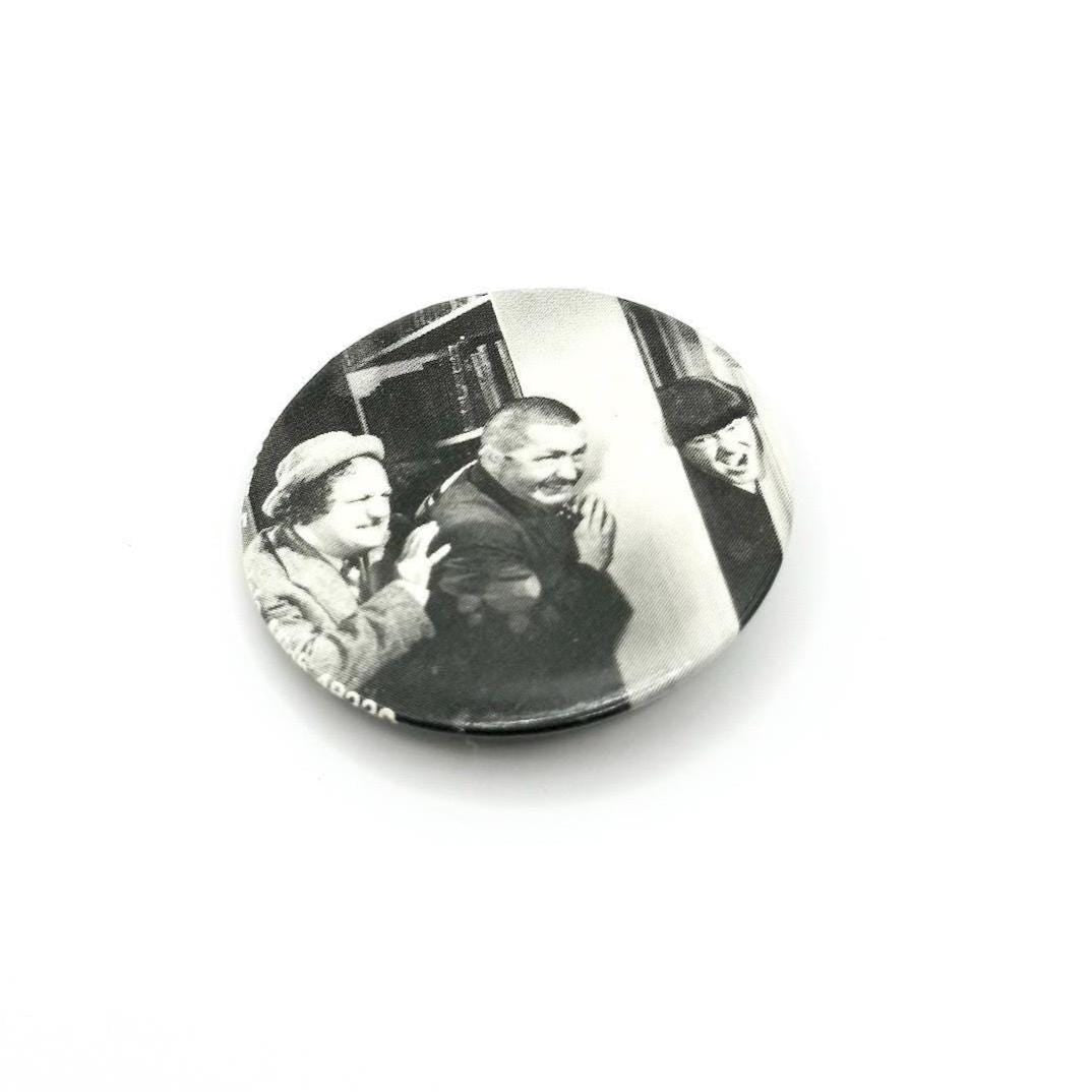 Vintage Button Pin with Picture of The Three Stooges 1983