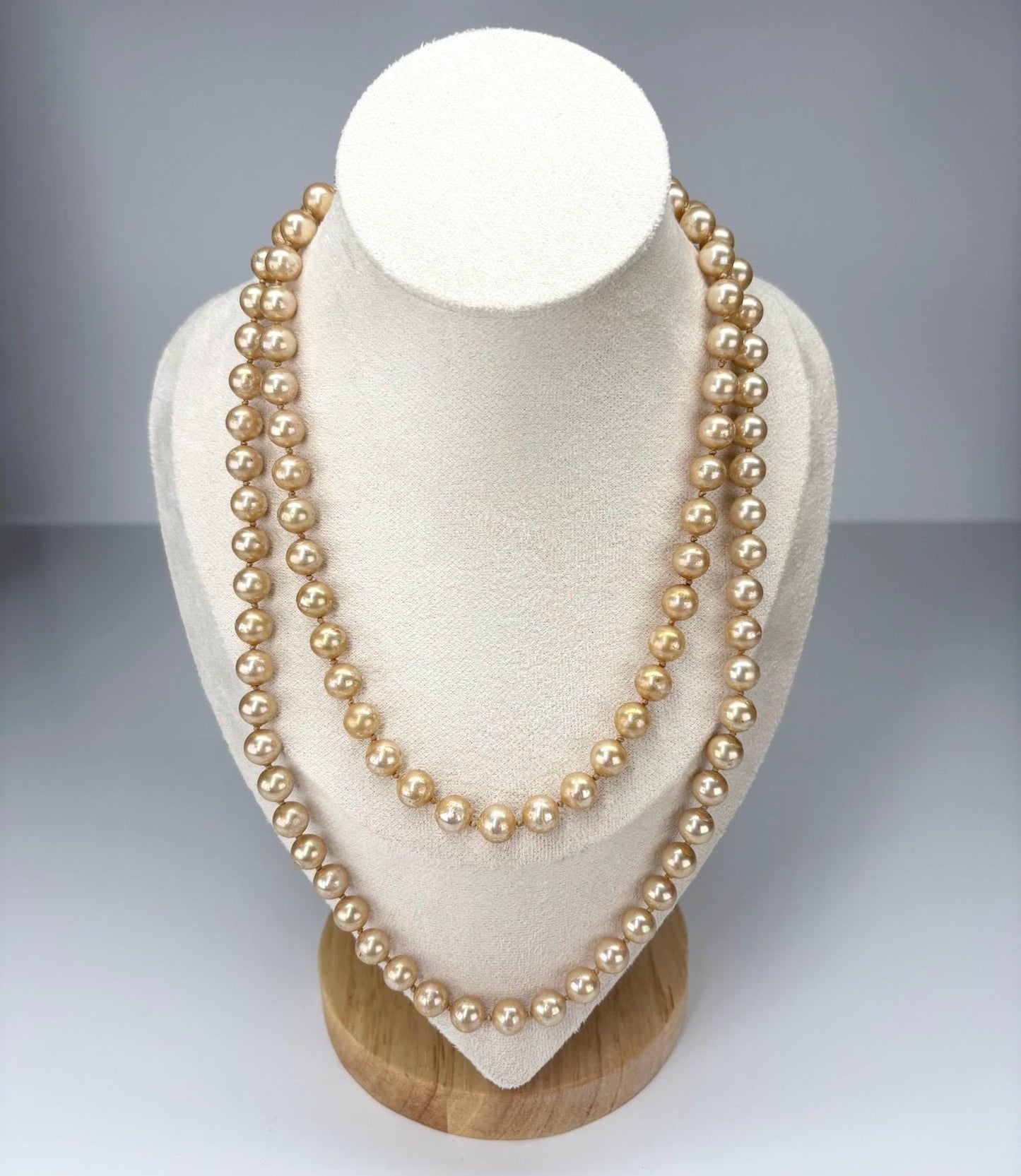 Vintage Necklace with Champagne Faux Pearls Stamped Carolee