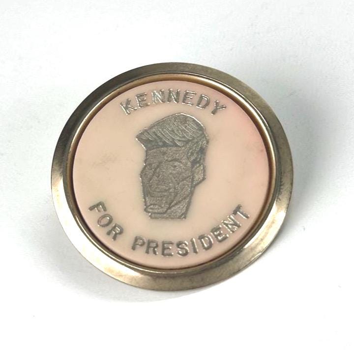 Vintage Tie Clip with Picture of JFK That Reads Kennedy for President