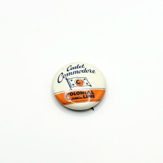 Vintage Button Pin that Reads Cadet Commodore Colonial Line by Offset Gravure Corporation