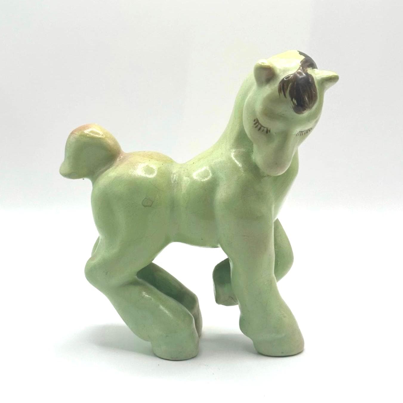Vintage Figurine of Ceramic Green Horse