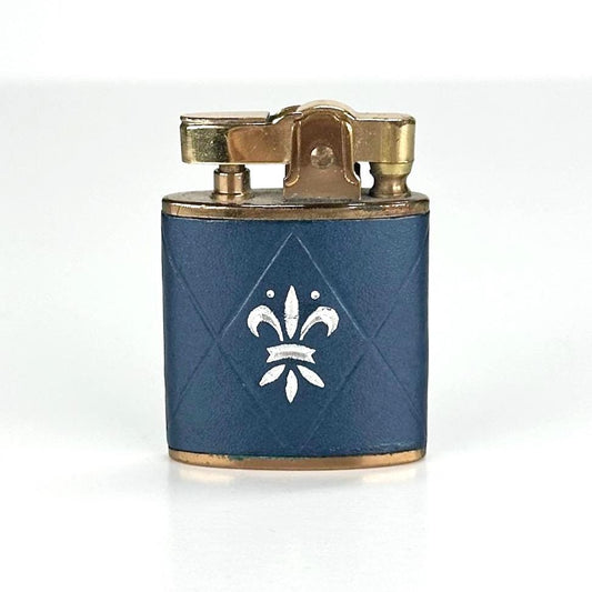 Vintage Lighter with Fleur-de-lis Design and Leather Wrapped Made by Buxton in Japan