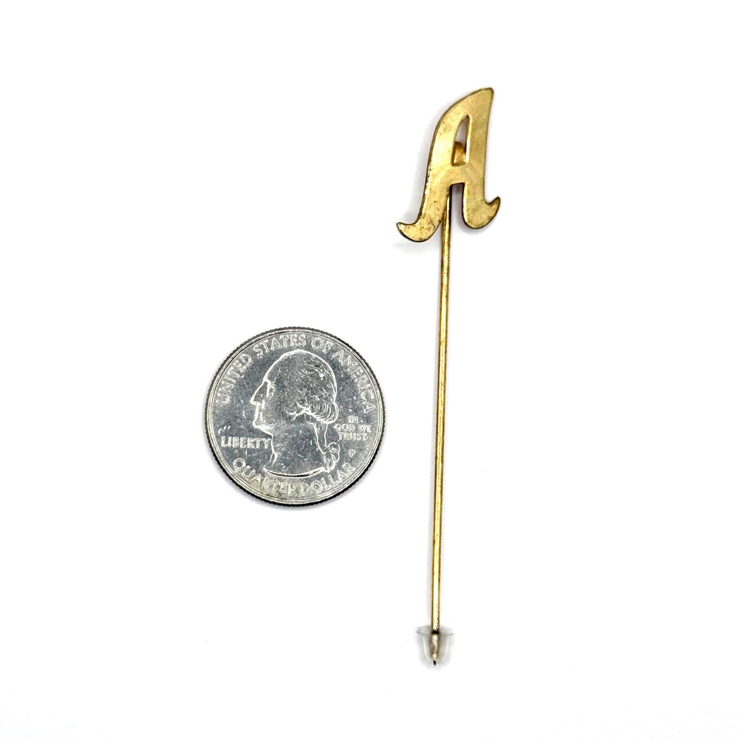 Vintage Stickpin of the Letter A in Gold Tone