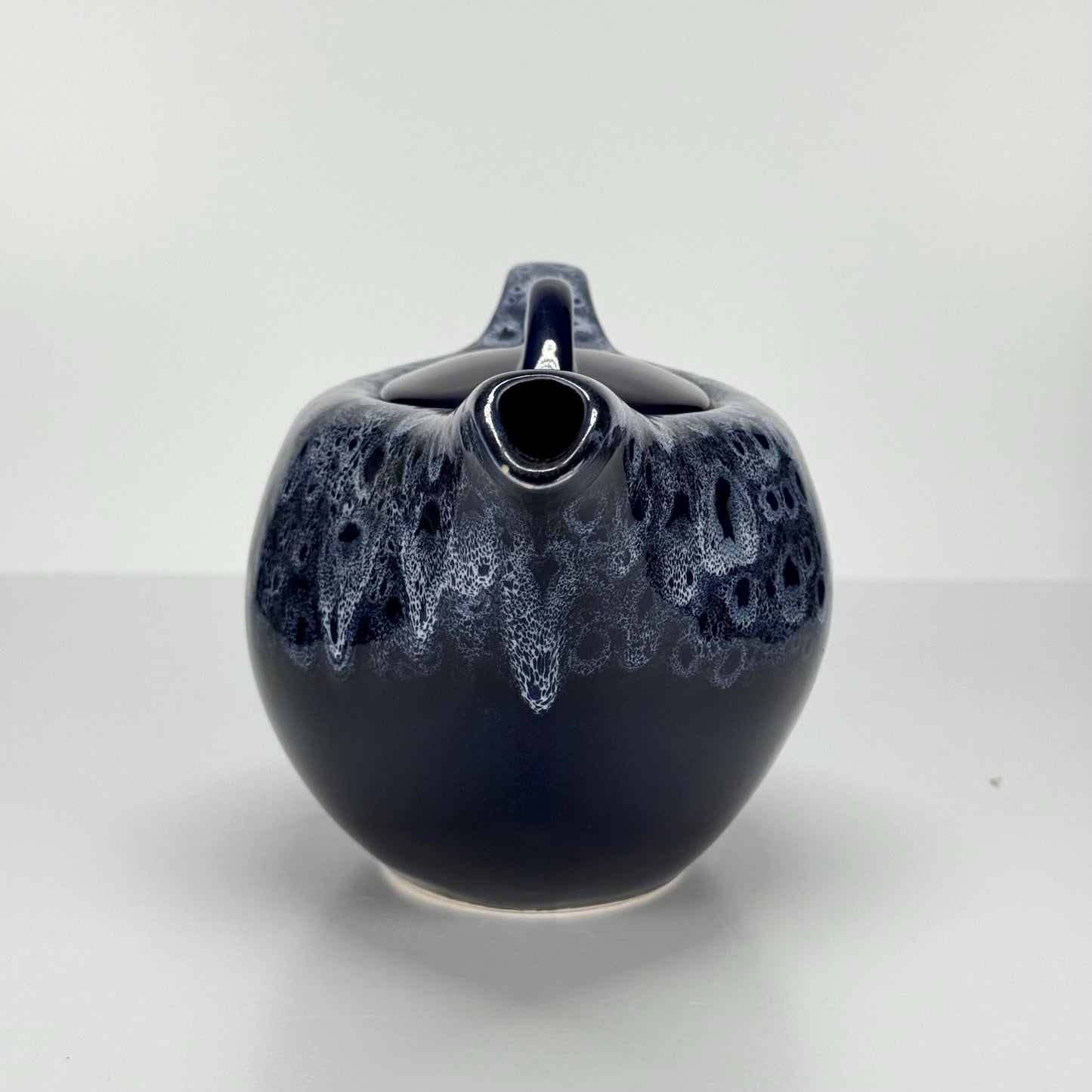 Vintage Teapot with a Blue and White Bubble Glaze Design