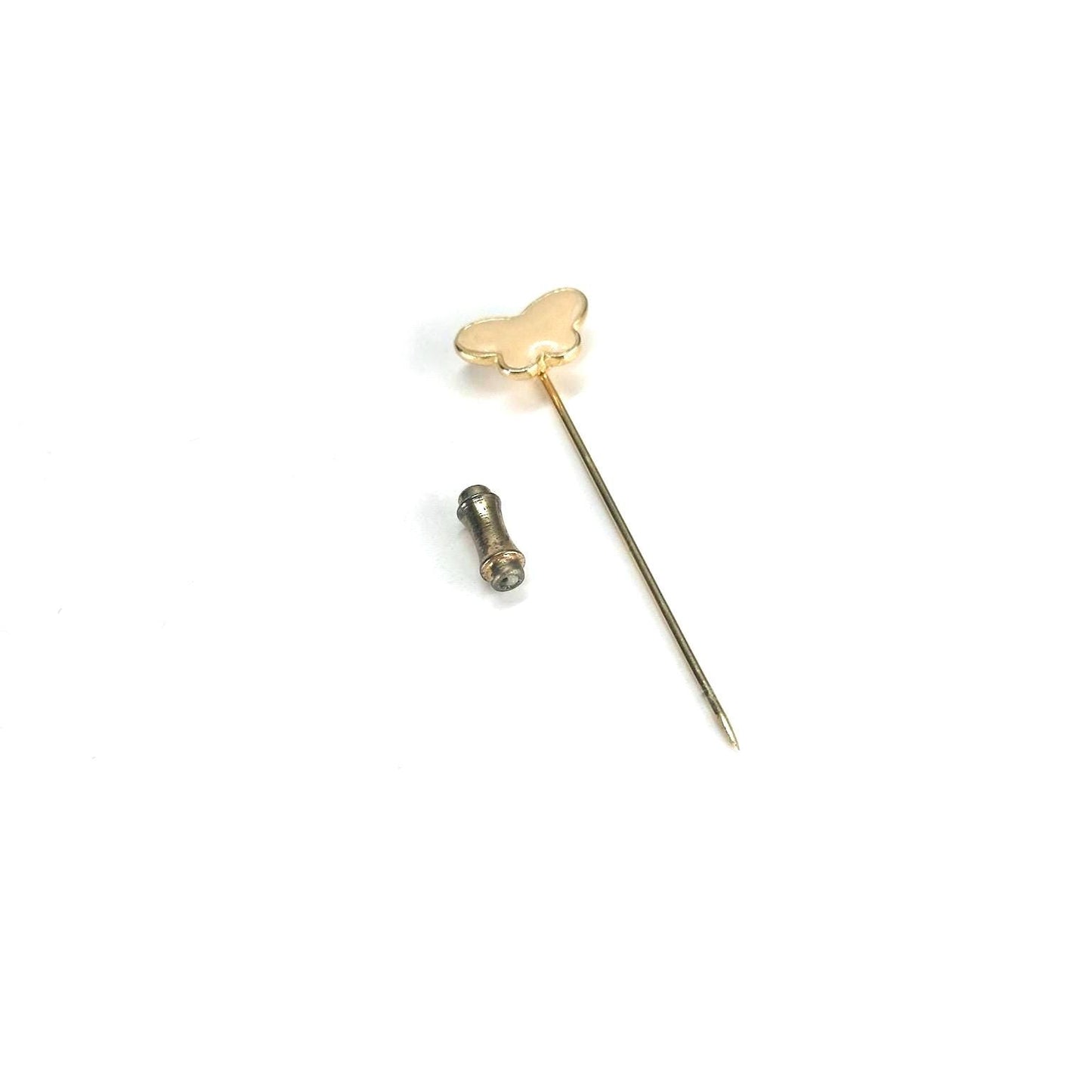 Vintage Stickpin with Peach Butterfly in Gold Tone