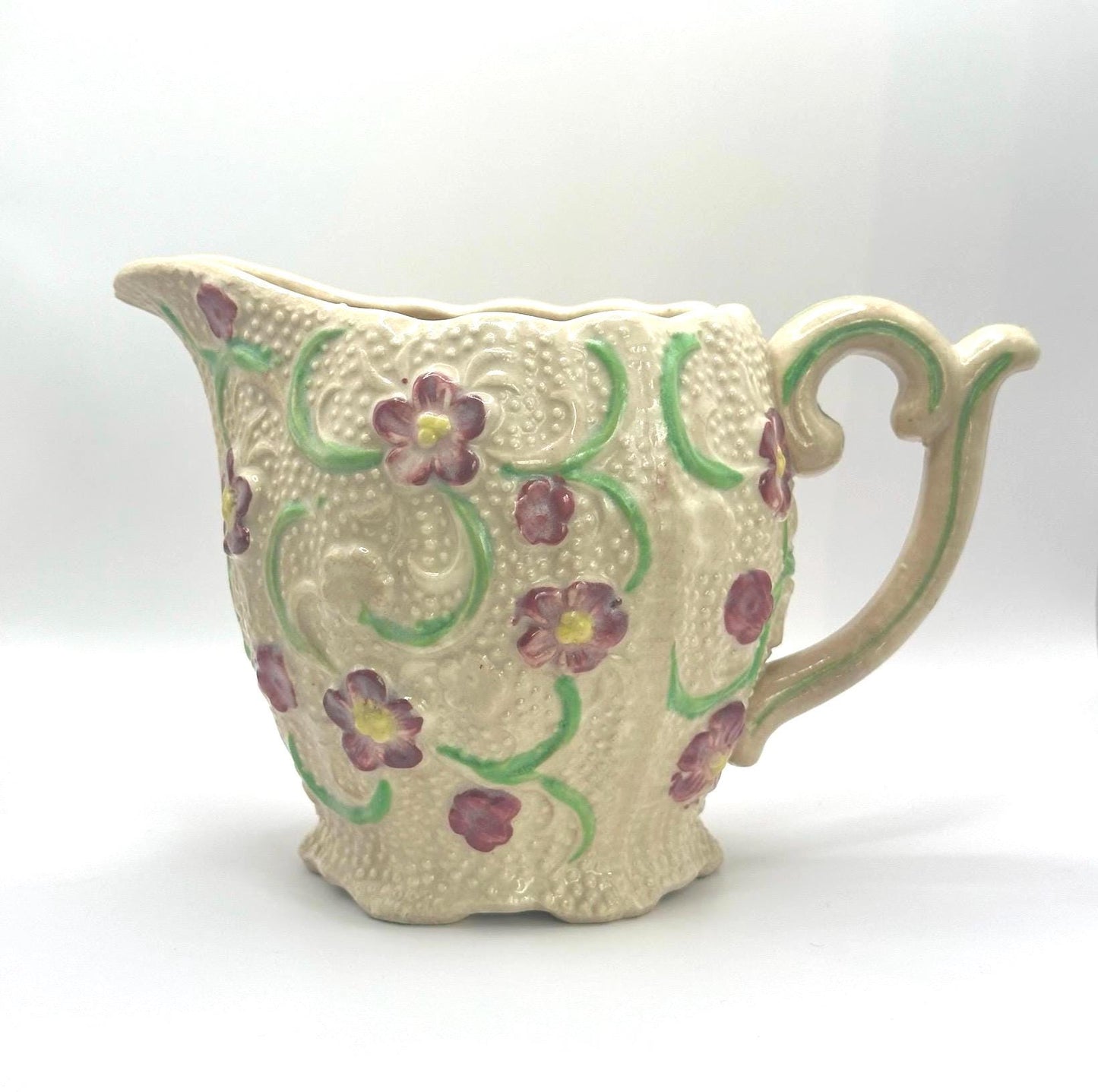 Vintage Pitcher with Victorian Muave Floral Design Made in Japan