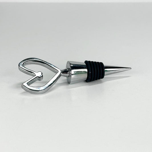 Vintage Bottle Stopper With Silver Heart Shaped Design Made by Pottery Barn