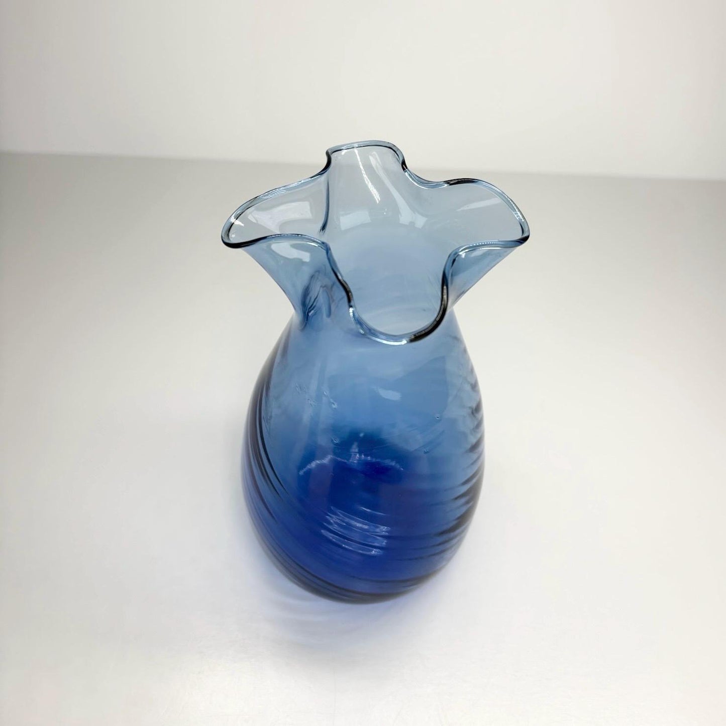 Vintage Vase in Cobalt Blue with Scalloped Rim