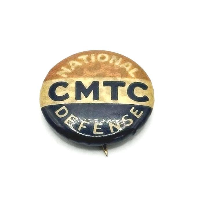 Vintage Button Pin That Reads National Defense CMTC