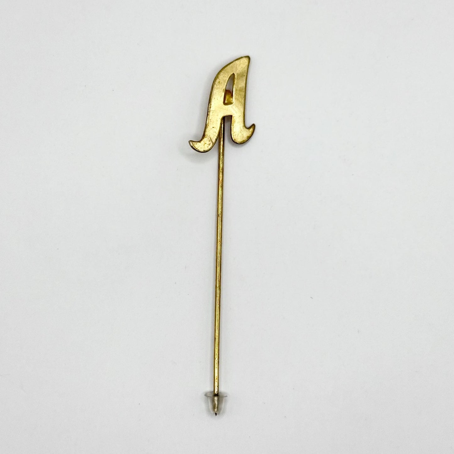 Vintage Stickpin of the Letter A in Gold Tone