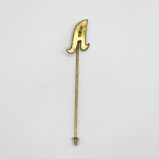 Vintage Stickpin of the Letter A in Gold Tone