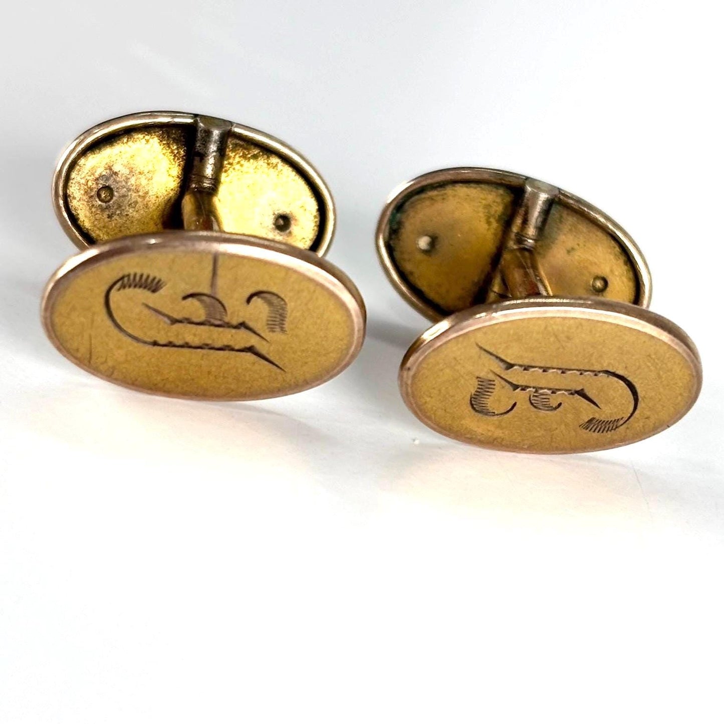 Vintage Cuff Links in Gold Tone with Monogram J