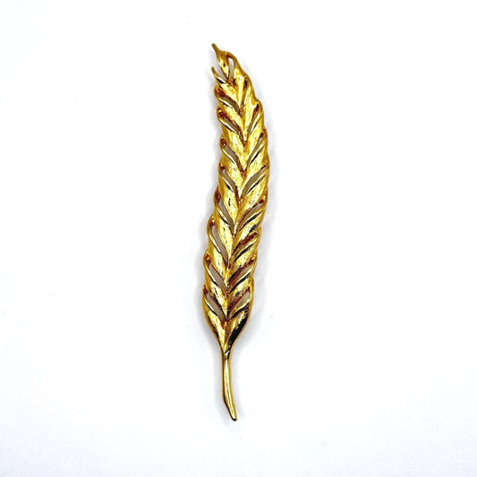 Vintage Brooch Pin of a Gold Wheat Sheaf and Stamped Trifari