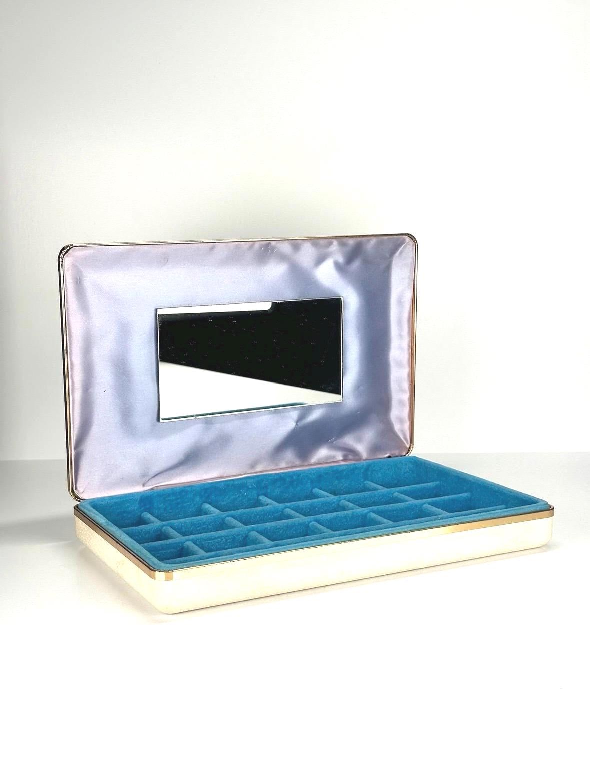 Vintage Jewelry Box with Gold Fleur de Lis Design and Snap Closure
