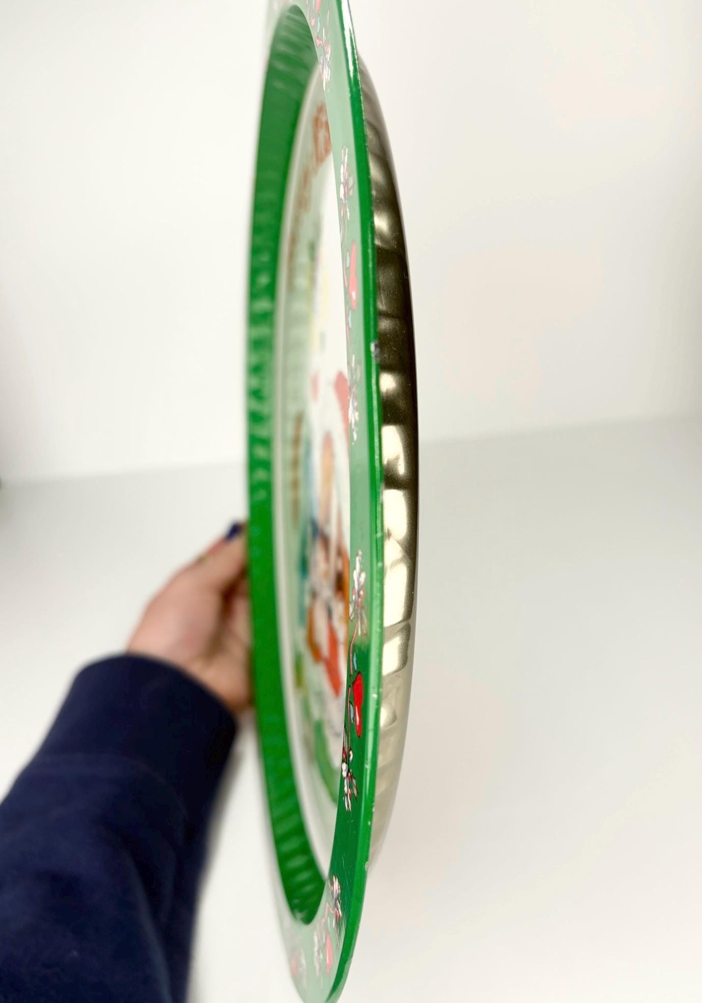 Vintage 'Merry Kissletoe' Metal Holiday Tray with Santa Puppies