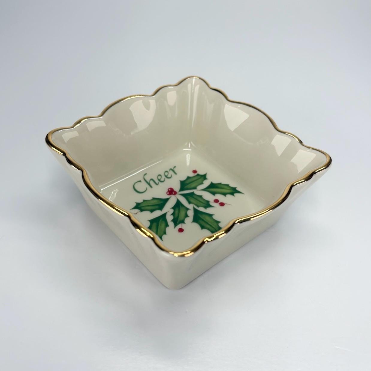 Vintage Lenox Square Fluted Dish that Reads ‘Cheer’