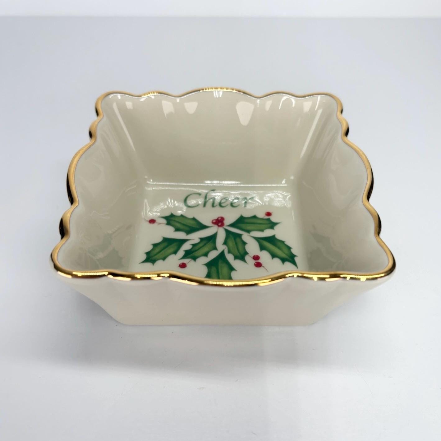Vintage Lenox Square Fluted Dish that Reads ‘Cheer’