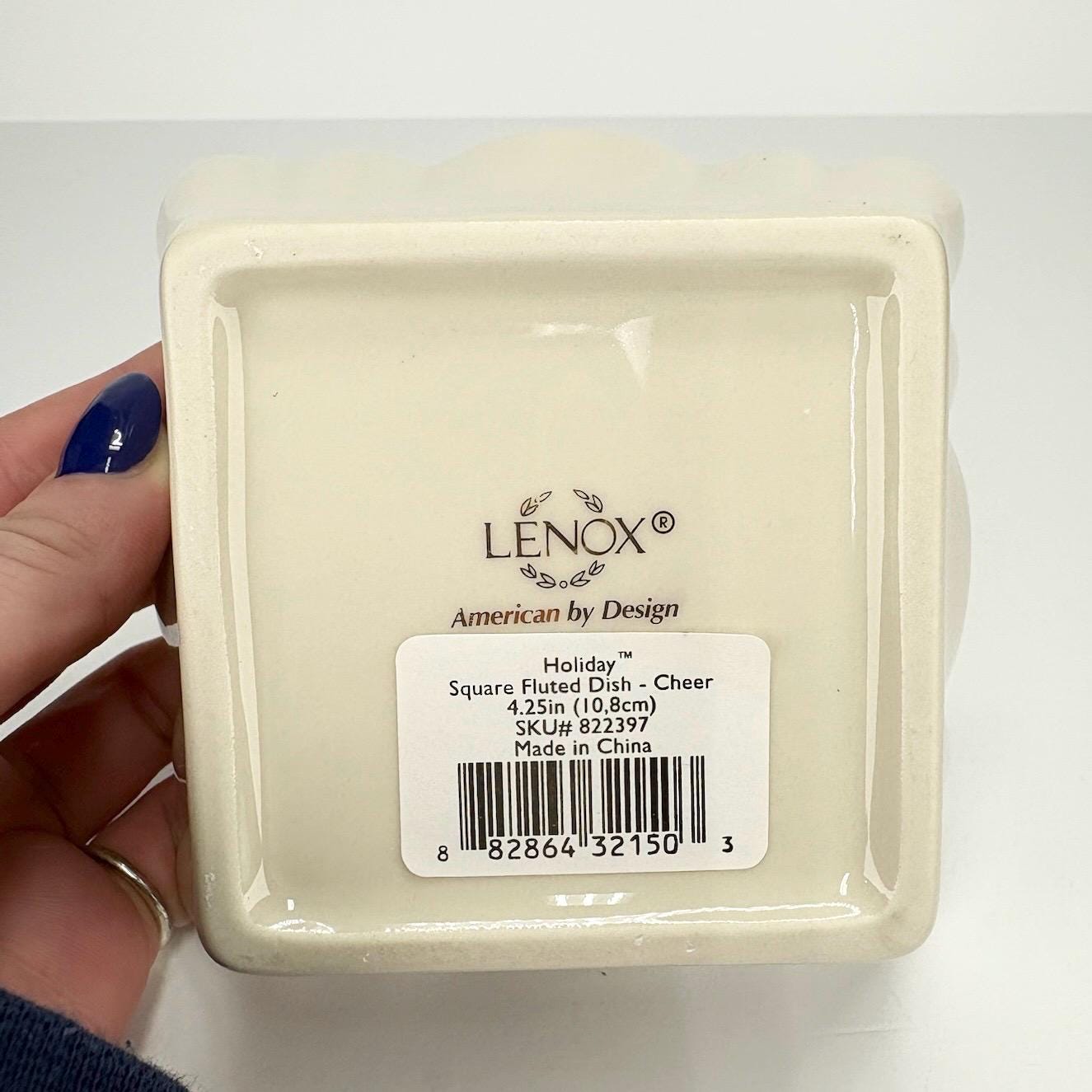 Vintage Lenox Square Fluted Dish that Reads ‘Cheer’