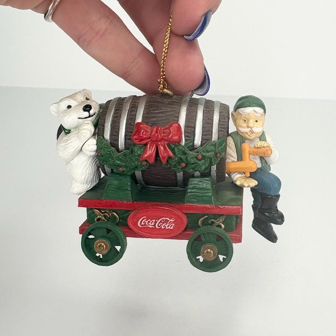 Vintage Coca-Cola Ornament with Elf and Polar Bear 1995