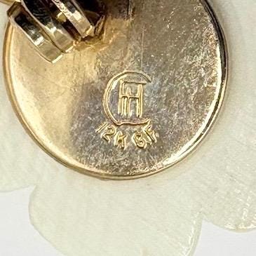 Vintage Flower Brooch with 12K Gold Foil and Carved Celluloid Flower