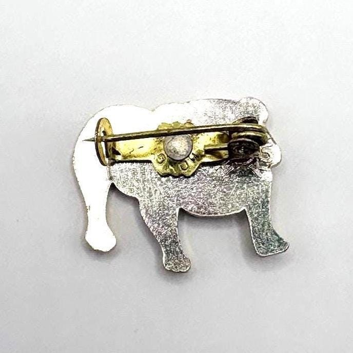 Vintage Bulldog Brooch Pin Stamped Hong Kong