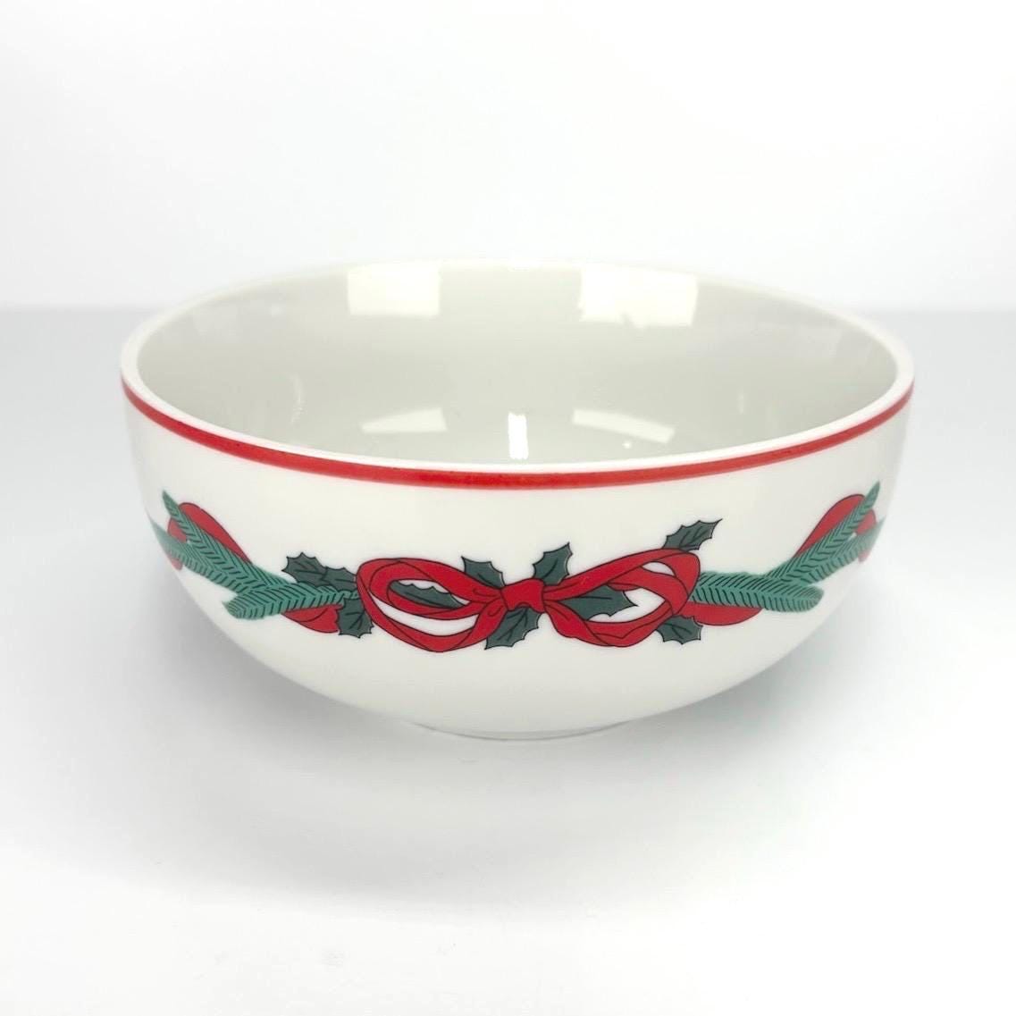 Vintage Dansk Stoneware Bowl, Christmas Garland Design
