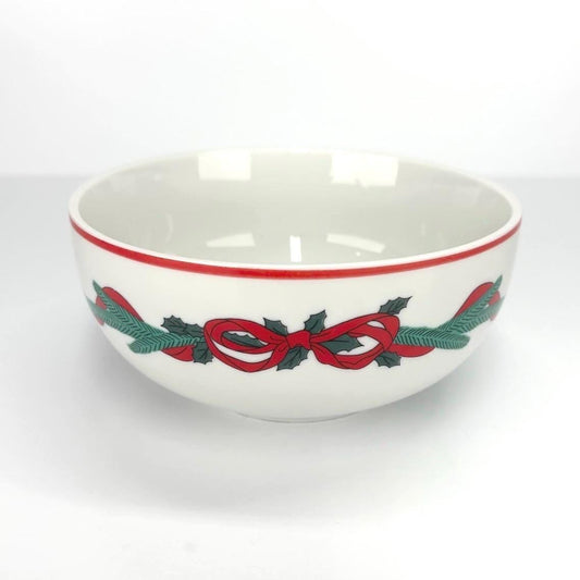Vintage Dansk Stoneware Bowl, Christmas Garland Design