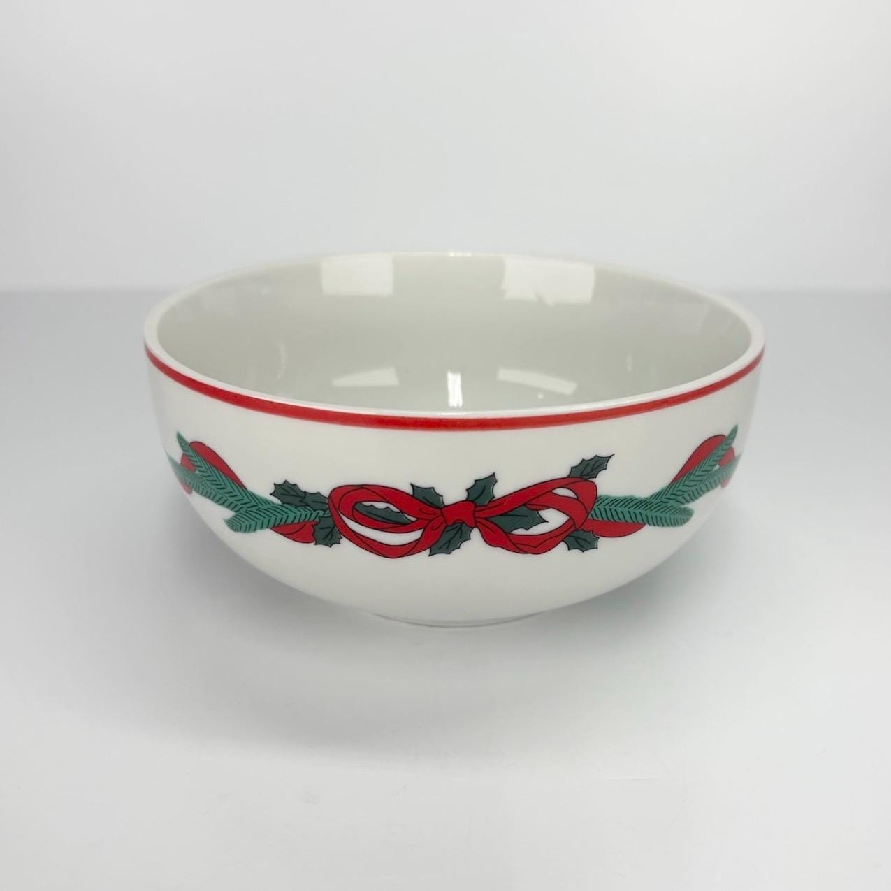 Vintage Dansk Stoneware Bowl, Christmas Garland Design