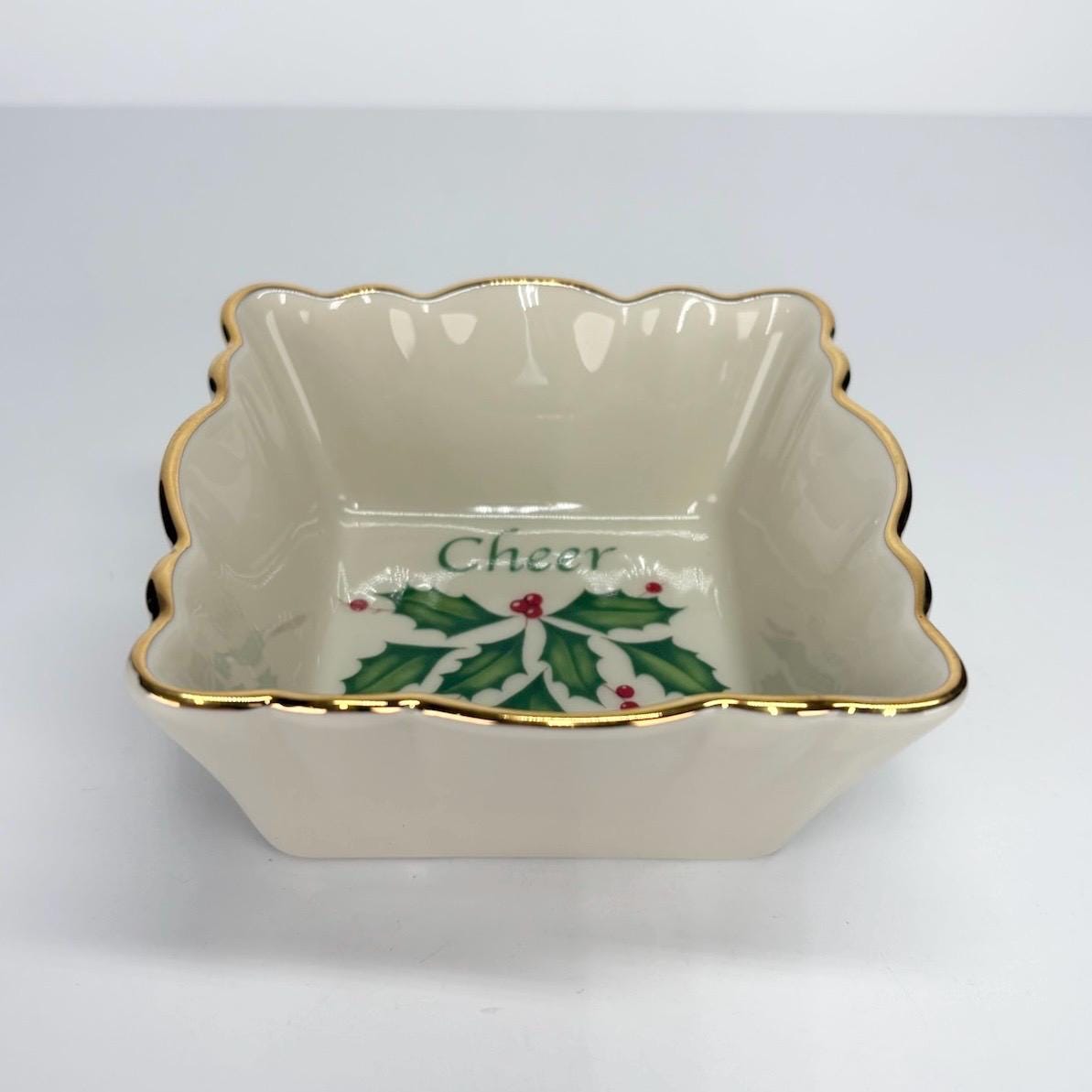 Vintage Lenox Square Fluted Dish that Reads ‘Cheer’