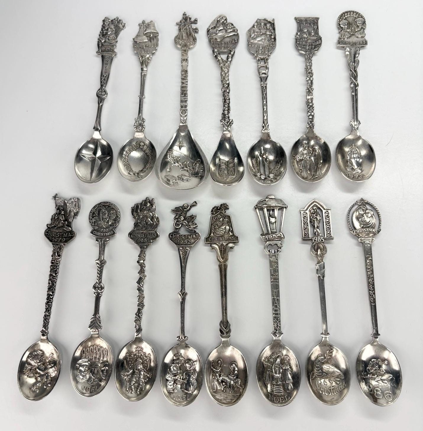 Vintage Silver Plated Christmas Spoons, Holland Souvenir Collection