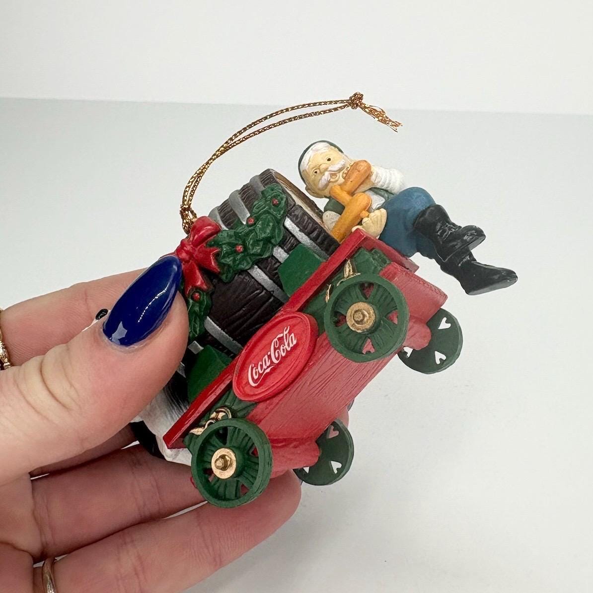 Vintage Coca-Cola Ornament with Elf and Polar Bear 1995