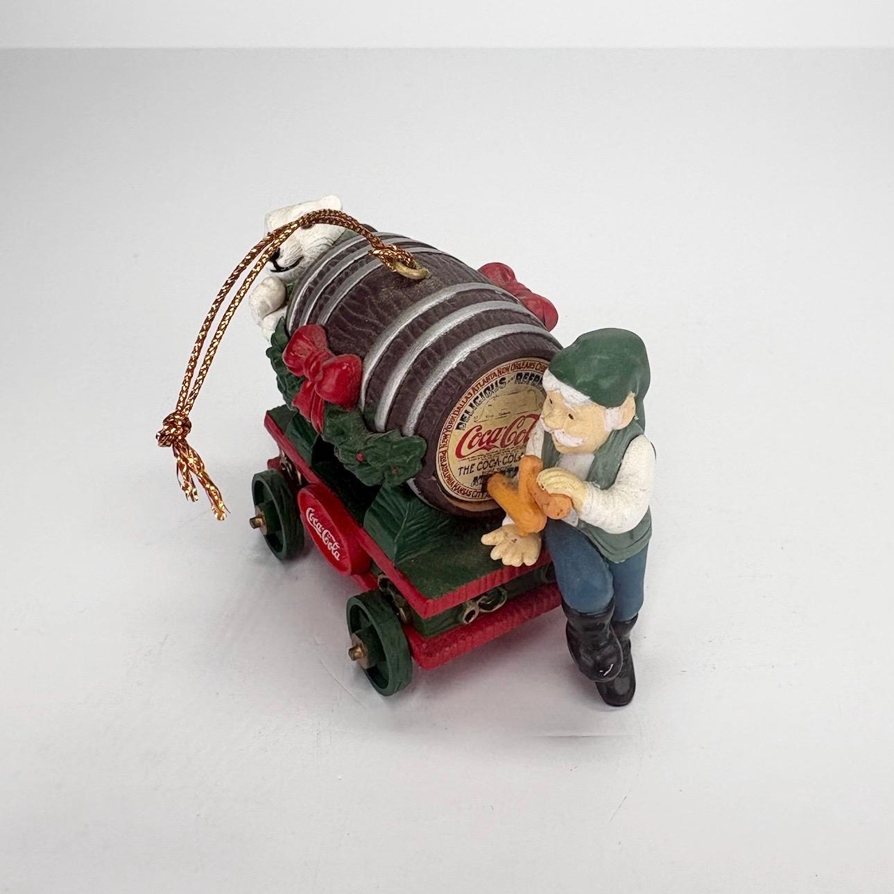 Vintage Coca-Cola Ornament with Elf and Polar Bear 1995